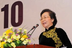 Phó Chủ tịch nước Nguyễn Thị Doan phát biểu tại diễn đàn. (Ảnh: Kim Phương/TTXVN)