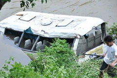 Chiếc xe bị tai nạn (Ảnh: Nguyễn Trình/Vietnam+)