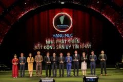 Tối 14/4 tại Hà Nội, Hiệp hội Bất động sản Việt Nam (VNREA) đã tổ chức Lễ trao Giải thưởng quốc gia Bất động sản Việt Nam 2018. (Ảnh: Minh Sơn/Vietnam+)