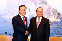 Thủ tướng Nguyễn Xuân Phúc tiếp đồng chí Bành Thanh Hoa, Bí thư Khu ủy Khu tự trị dân tộc Choang tỉnh Quảng Tây (Trung Quốc). (Ảnh: Thống Nhất/TTXVN)