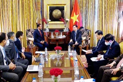 Chủ tịch Quốc hội Vương Đình Huệ phát biểu tại diễn đàn Doanh nghiệp Việt Nam-Ấn Độ. (Ảnh: Doãn Tấn/TTXVN)