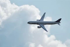 Một máy bay của Nga bay trên bầu trời thủ đô Moskva. (Ảnh: AFP/TTXVN)