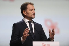 Thủ tướng Slovakia Igor Matovic phát biểu trong một cuộc họp tại Krakow, Ba Lan, ngày 17/2/2021. (Ảnh: AFP/TTXVN)