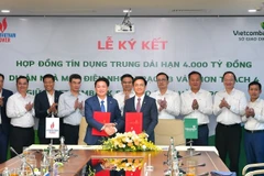 Lãnh đạo 2 bên tham gia ký kết. (Ảnh: PV/Vietnam+)