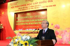 Ông Trần Quốc Vượng, Ủy viên Bộ Chính trị, Thường trực Ban Bí thư phát biểu chỉ đạo Hội thảo. (Ảnh: Doãn Tấn/TTXVN)