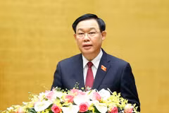Chủ tịch Quốc hội Vương Đình Huệ, Chủ tịch Hội đồng Bầu cử quốc gia phát biểu. (Ảnh: Doãn Tấn/TTXVN)