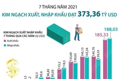 7 tháng qua, tổng kim ngạch xuất nhập khẩu đạt hơn 373 tỷ USD