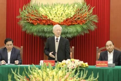 Tổng Bí thư, Chủ tịch nước Nguyễn Phú Trọng phát biểu tại buổi gặp mặt. (Ảnh: Phương Hoa/TTXVN)