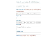 Ứng dụng quản lý, đăng ký thực phẩm thông qua tổ trưởng dân phố. (Ảnh chụp màn hình)