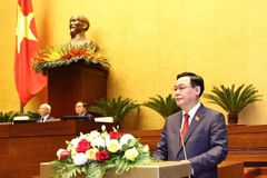 Chủ tịch Quốc hội Vương Đình Huệ phát biểu sau Lễ tuyên thệ nhậm chức. (Ảnh: Trọng Đức/TTXVN)