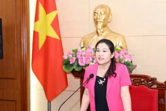 Thứ trưởng Bộ Lao động-Thương binh và Xã hội Nguyễn Thị Hà phát biểu khai mạc Hội nghị. (Ảnh: Hoàng Hiếu/TTXVN)