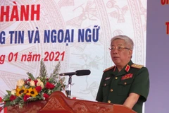 Thượng tướng Nguyễn Chí Vịnh, Ủy viên Ban chấp hành Trung ương Đảng, Ủy viên Thường vụ Quân ủy Trung ương, Thứ trưởng Bộ Quốc phòng phát biểu tại lễ khánh thành. (Ảnh: Phan Sáu/TTXVN)