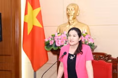 Thứ trưởng Bộ Lao động-Thương binh và Xã hội Nguyễn Thị Hà phát biểu khai mạc Hội nghị. (Ảnh: Hoàng Hiếu/TTXVN)