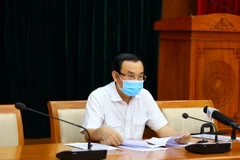 Ông Nguyễn Văn Nên, Ủy viên Bộ Chính trị, Bí thư Thành ủy TP Hồ Chí Minh tại cuộc họp Ban Chỉ đạo phòng chống dịch bệnh COVID-19 TP Hồ Chí Minh chiều 9/2. (Ảnh: TTXVN phát)