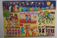 Bức tranh do thiếu nhi vè được trưng bày tại Triển lãm tranh phục vụ thiếu nhi nhân dịp Tết Trung thu 2020. (Nguồn: dulichvn)