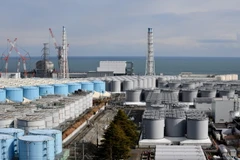 Các bể chứa nước thải nhiễm phóng xạ tại nhà máy điện hạt nhân Fukushima của Nhật Bản, ngày 3/2/2020. (Ảnh: AFP/TTXVN)