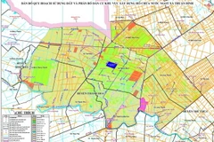 Quy hoạch dự án hồ chứa nước diện tích 140ha ở điểm màu xanh chính giữa bản đồ. (Nguồn: baolongan)