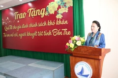 Chủ tịch Quốc Hội Nguyễn Thị Kim Ngân phát biểu tại buổi lễ. (Ảnh: Huỳnh Phúc Hậu/TTXVN)