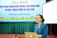 Chủ tịch Liên hiệp các tổ chức hữu nghị Việt Nam Nguyễn Phương Nga phát biểu. (Ảnh: TTXVN)