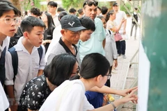 Thí sinh kiểm tra số báo danh. (Ảnh: Thanh Tùng/TTXVN)