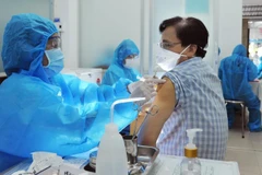 Triển khai tiêm vaccine cho người lao động. (Ảnh: Đức Hạnh/TTXVN)