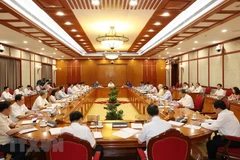 Tổng Bí thư Nguyễn Phú Trọng phát biểu kết luận cuộc họp Bộ Chính trị, Ban Bí thư. (Ảnh: Trí Dũng/TTXVN)