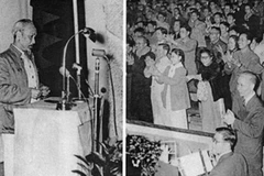 Bác Hồ nói chuyện tại Hội nghị Ngoại giao lần thứ ba tại trụ sở Bộ Ngoại giao (từ 16/12/1963 đến 16/1/1964). (Ảnh tư liệu)