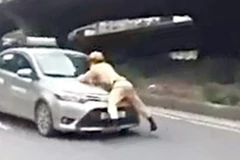 Tạm giữ hình sự lái xe taxi hất cảnh sát giao thông lên nắp capô