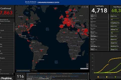 Bản đồ số theo dõi COVID-19 của Đại học Johns Hopkins bị làm giả để lừa đảo người dùng. (Nguồn: Đại học Johns Hopkins)