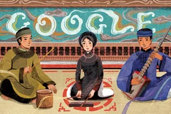 Tranh vẽ biểu diễn Ca trù của họa sỹ Xuân Lê được Google chọn vinh danh.