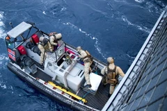 Một chuyến tầu chở vũ khí hóa học của Syria đi tiêu hủy. (Nguồn: AFP-TTXVN)