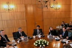 Phó Tổng thống Joe Biden trong chuyến công du châu Âu để thảo luận với các đồng minh trong khu vực về tình hình Ukraine, ngày 18/3. (Ảnh: AFP/TTXVN)