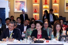 Chủ tịch Quốc hội Nguyễn Thị Kim Ngân cùng đoàn đại biểu Quốc hội Việt Nam tham dự phiên họp. (Ảnh: Trọng Đức/TTXVN)