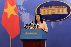Người phát ngôn Bộ Ngoại giao Lê Thị Thu Hằng thông báo một số hoạt động đối ngoại của Việt Nam. (Ảnh: Lâm Khánh/TTXVN)