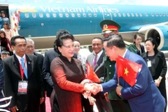 Lễ đón Chủ tịch Quốc hội Nguyễn Thị Kim Ngân tại sân bay quân sự Don Mueang. 