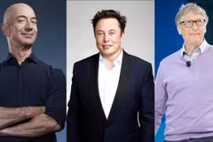 (Từ trái qua) Tỷ phú Jeff Bezos, Elon Musk và Bill Gates. (Nguồn: moneycontrol.com)