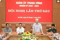 Tổng Bí thư Nguyễn Phú Trọng phát biểu kết luận hội nghị. (Ảnh: Trí Dũng/TTXVN)