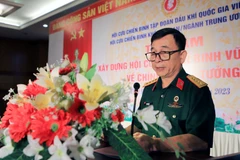 Phó Chủ tịch Hội Cựu Chiến binh Thông tấn xã Việt Nam Phan Anh Tuấn trình bày tham luận tại tọa đàm. (Ảnh: Thế Duyệt/TTXVN)