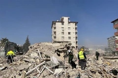 Địa điểm lực lượng cứu hộ, cứu nạn Quân đội nhân dân Việt Nam triển khai hoạt động tìm kiếm nạn nhân ở tỉnh Hatay, Thổ Nhĩ Kỳ. (Ảnh: Hải Linh/TTXVN)