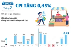Chỉ số giá tiêu dùng tháng Bảy tăng 0,45%.