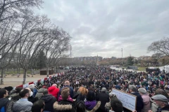 Người biểu tình phản đối kế hoạch chặt hạ 1.027 cây xanh để mở rộng tuyến tàu điện ngầm. (Nguồn: Spain English)