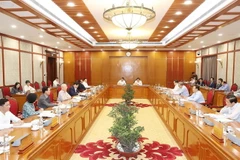 Tổng Bí thư Nguyễn Phú Trọng phát biểu kết luận cuộc họp. (Ảnh: Trí Dũng/TTXVN)