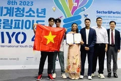 Đội thi Trường Trung học Phổ thông Hòn Gai tham dự Cuộc thi Olympic Khoa học Quốc tế Hàn Quốc (KiYO 4I) 2023. (Ảnh: TTXVN phát)