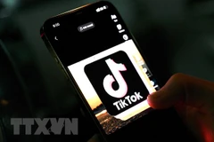 Biểu tượng TikTok trên màn hình điện thoại. (Ảnh: AFP/TTXVN)