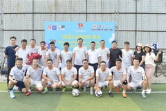 Đội bóng Thông tấn xã Việt Nam tham dự giải đấu. (Ảnh: Minh Đức/TTXVN)