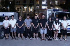 Các đối tượng bị bắt trong vụ án 'Lừa đảo chiếm đoạt tài sản' quy mô lớn. (Ảnh: TTXVN phát)