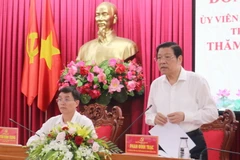 Trưởng Ban Nội chính Trung ương Phan Đình Trạc phát biểu tại buổi làm việc. (Ảnh: TTXVN phát)