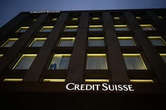 Biểu tượng của Ngân hàng lớn thứ hai Thụy Sĩ Credit Suisse tại chi nhánh ở Geneva. (Ảnh: AFP/TTXVN)