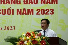 Ông Nguyễn Trọng Nghĩa, Bí thư Trung ương Đảng, Trưởng Ban Tuyên giáo Trung ương phát biểu chỉ đạo, kết luận Hội nghị. (Ảnh: Trần Tĩnh/TTXVN)