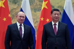 Chủ tịch Trung Quốc Tập Cận Bình (phải) và Tổng thống Nga Vladimir Putin tại một cuộc gặp. (Ảnh: AFP/TTXVN)